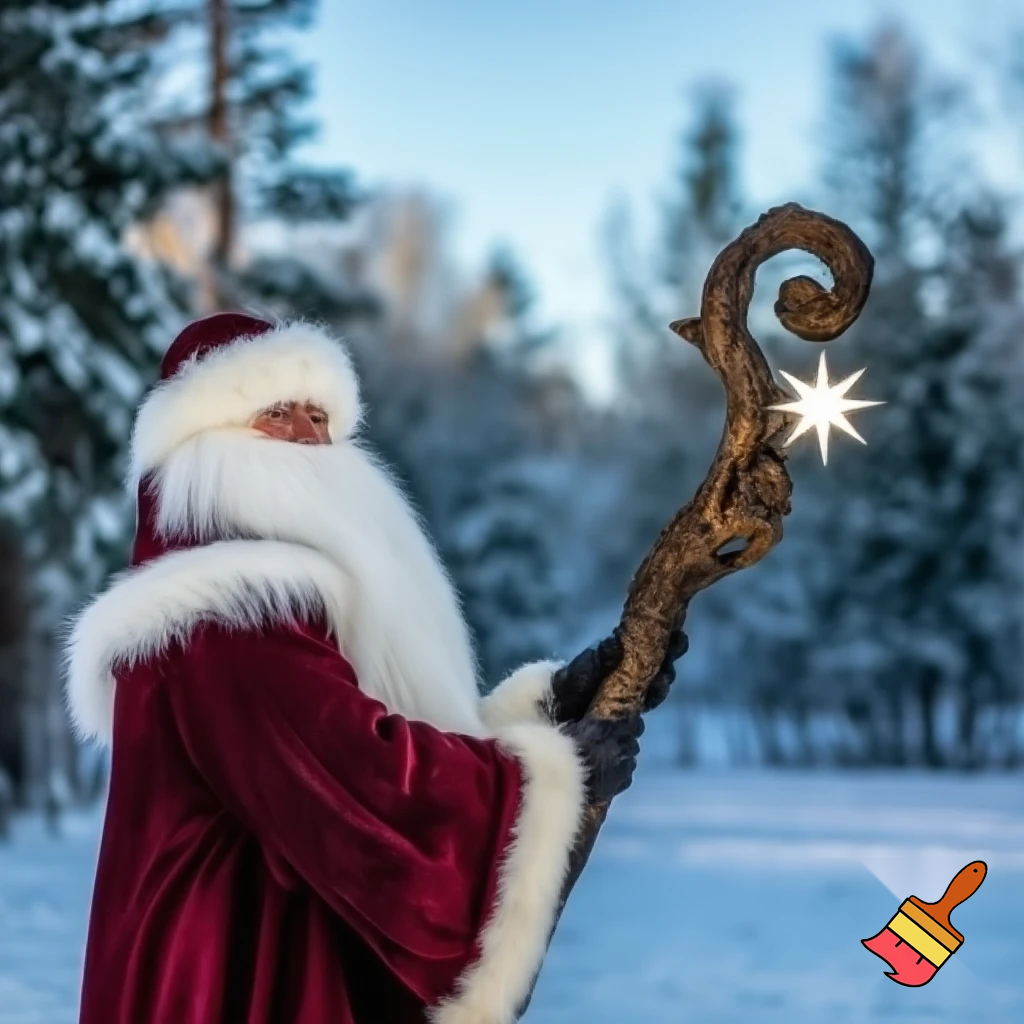 Russia, Santa Claus wood stick star