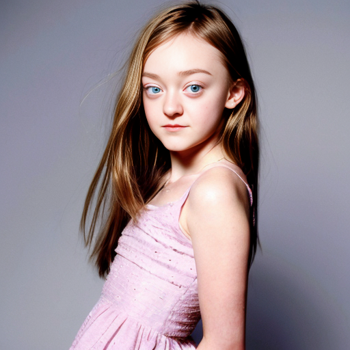 Dakota Fanning, young actress, posing, her dress is torn, 