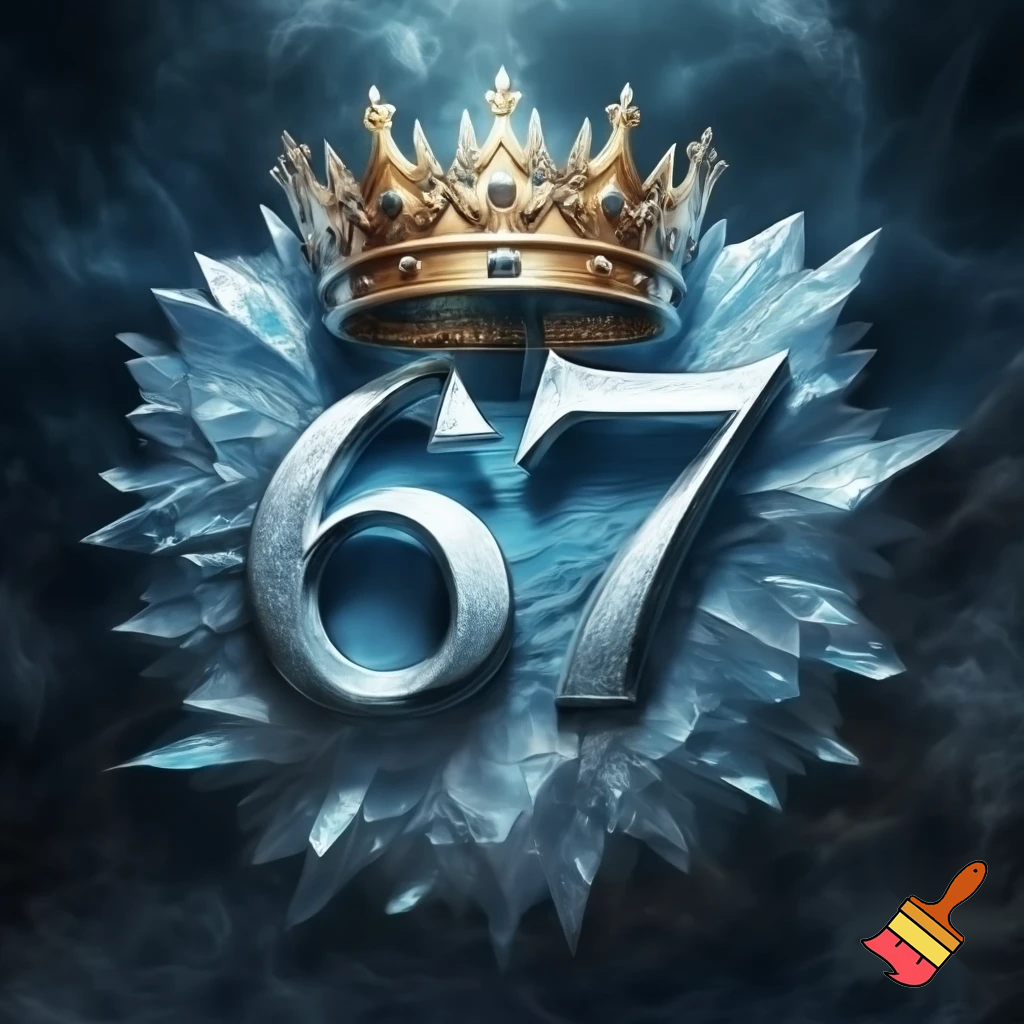 will u generate an image with 67 wearing a crown and ice around it mith mason 67