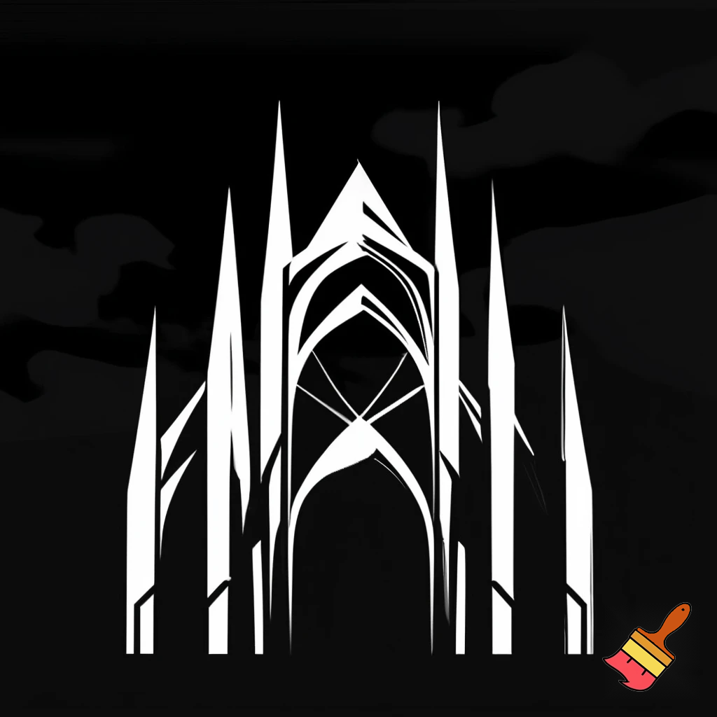 logo, black and white, of a crystal chathdral
