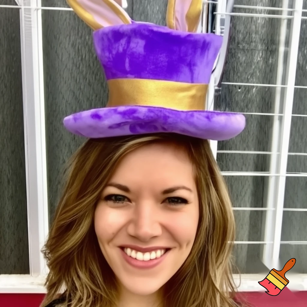 Easter bunny top hat, Easter balcony headband, purple and gold headband top hat