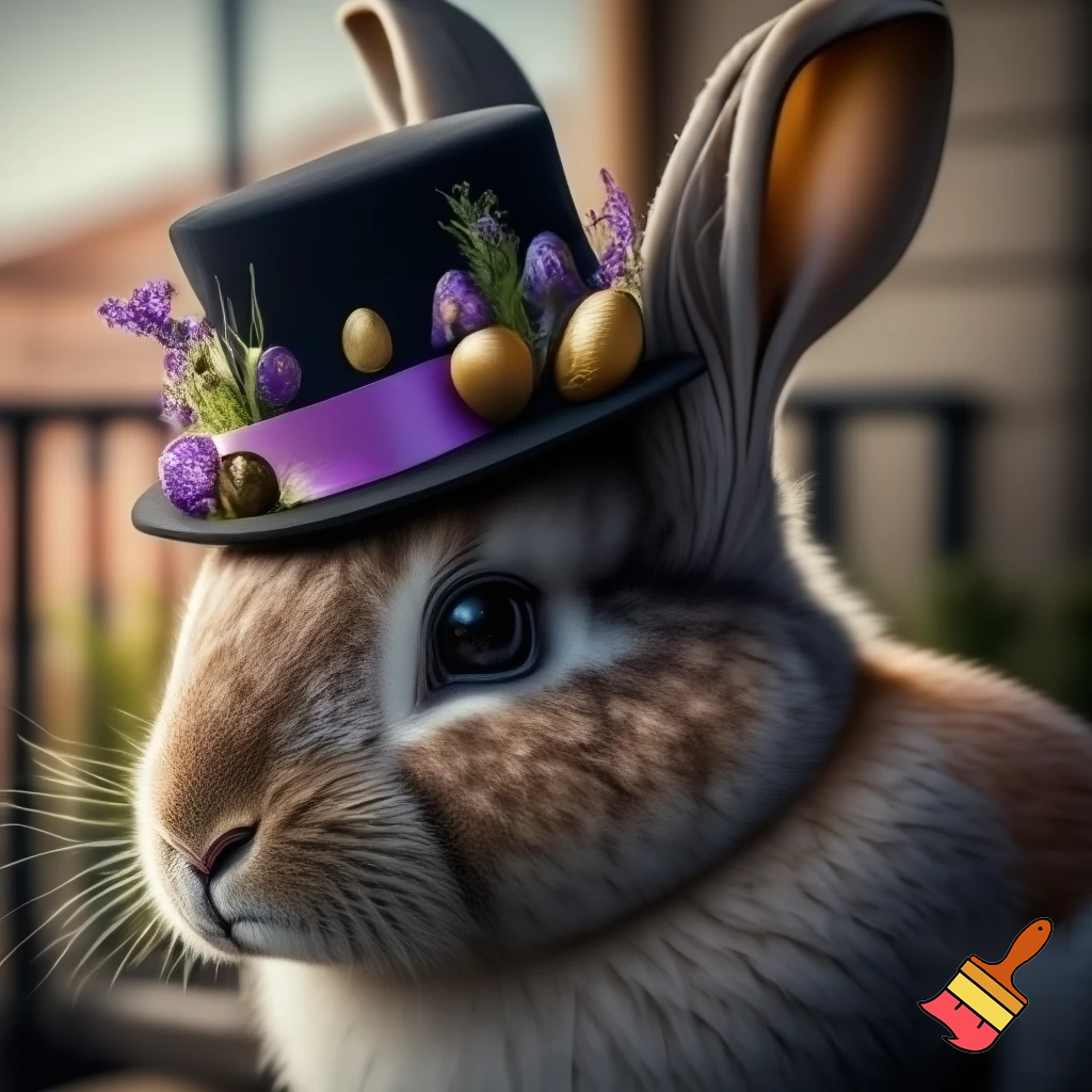 Easter bunny top hat, Easter balcony headband, purple and gold headband top hat