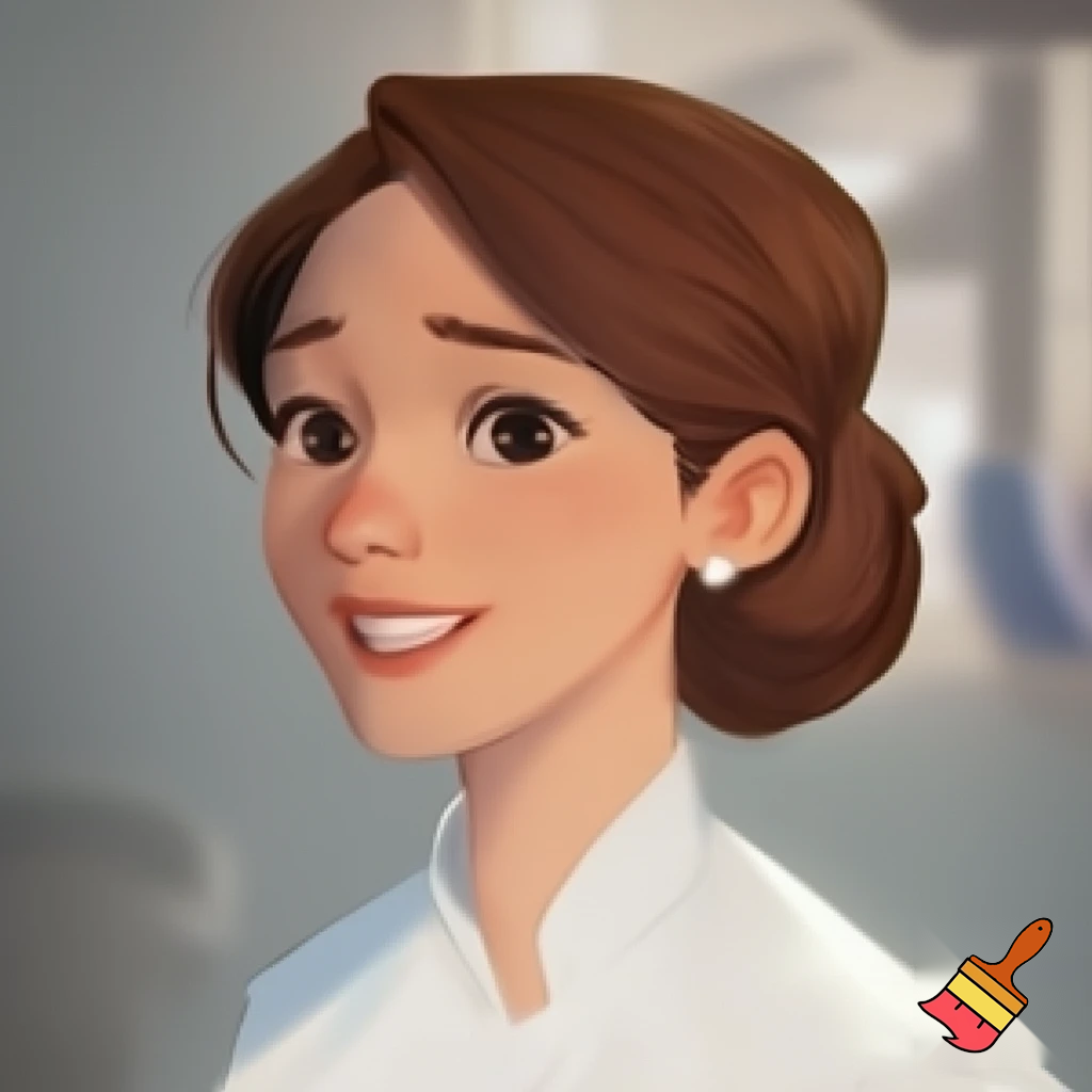 a nurse with white skin brown hair smiling 