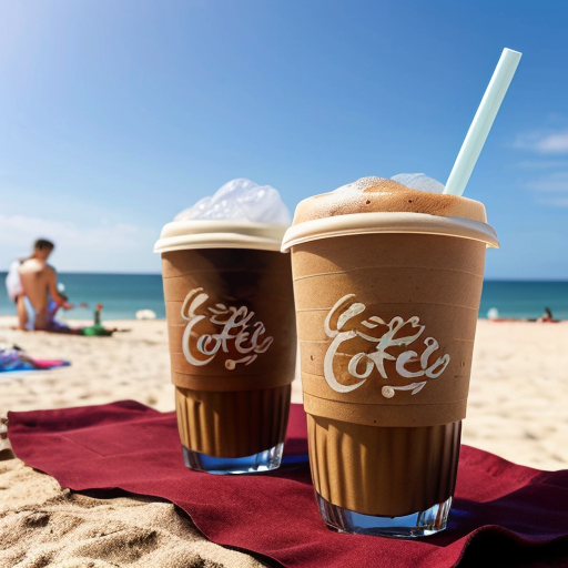 Goretzka drink coffee and Vanessa drink coffee at the beach
