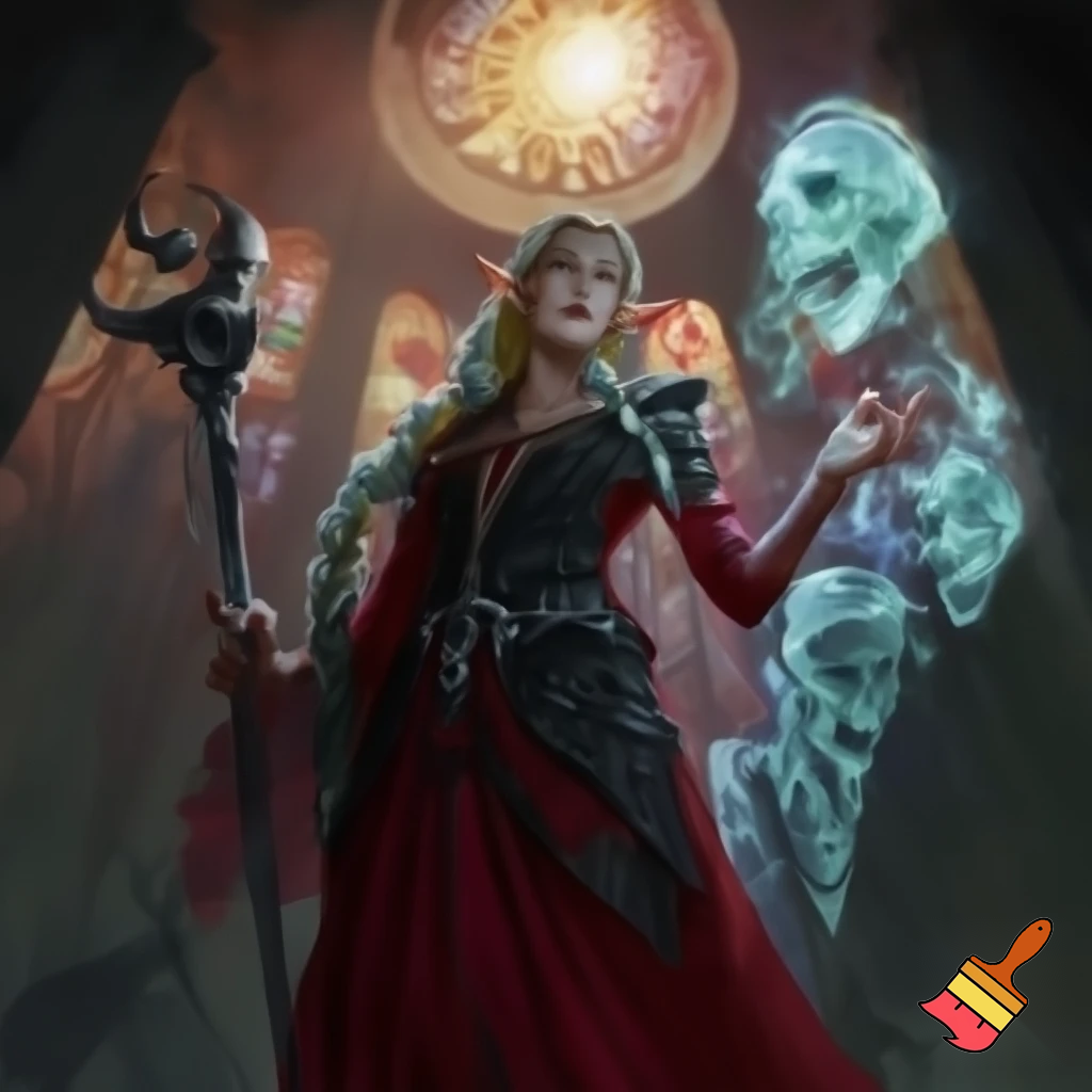 blonde sun elf death cleric necromancer