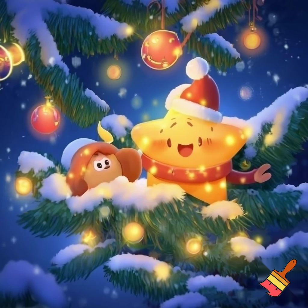 Star and moon christmas cartoon