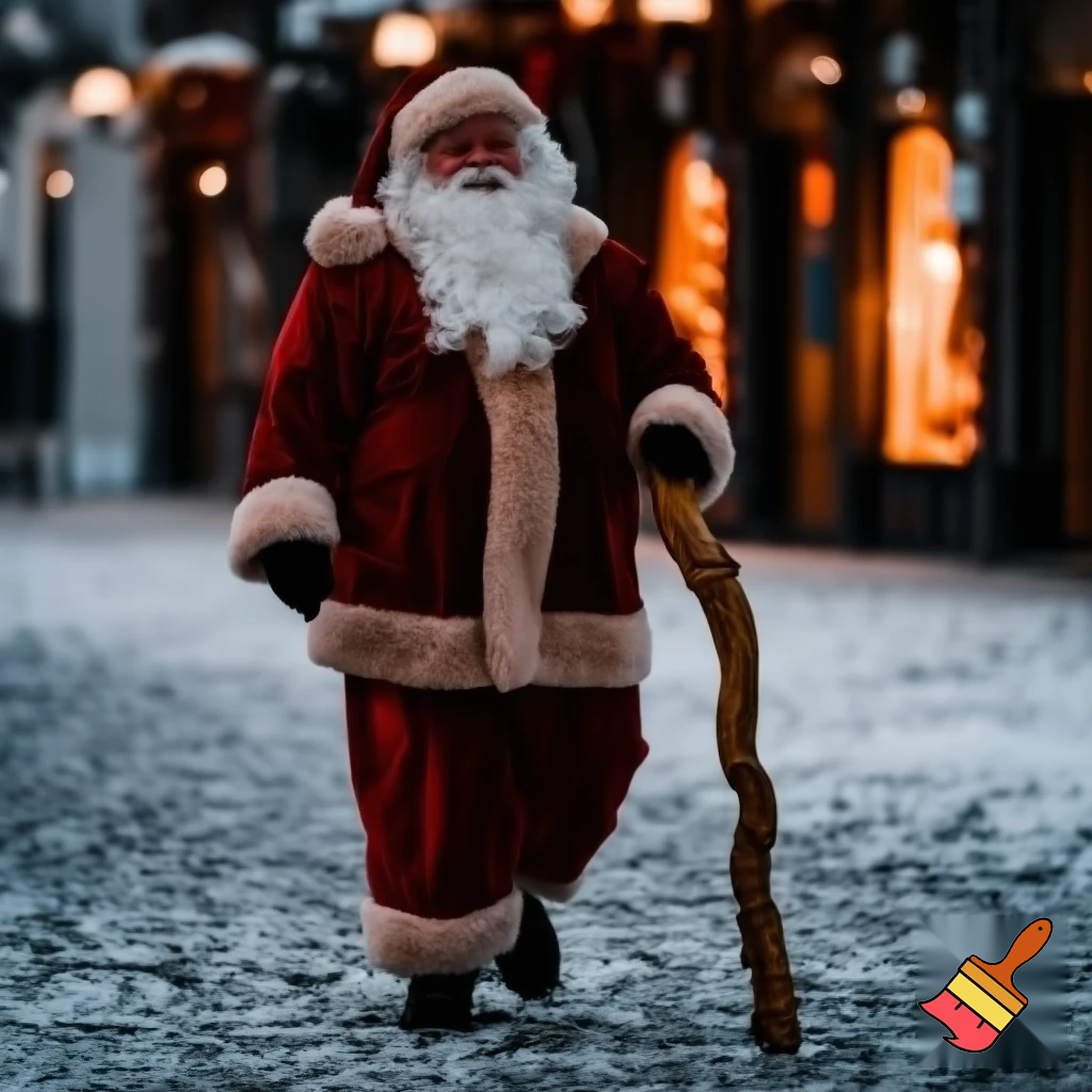 Santa Claus is walking stick