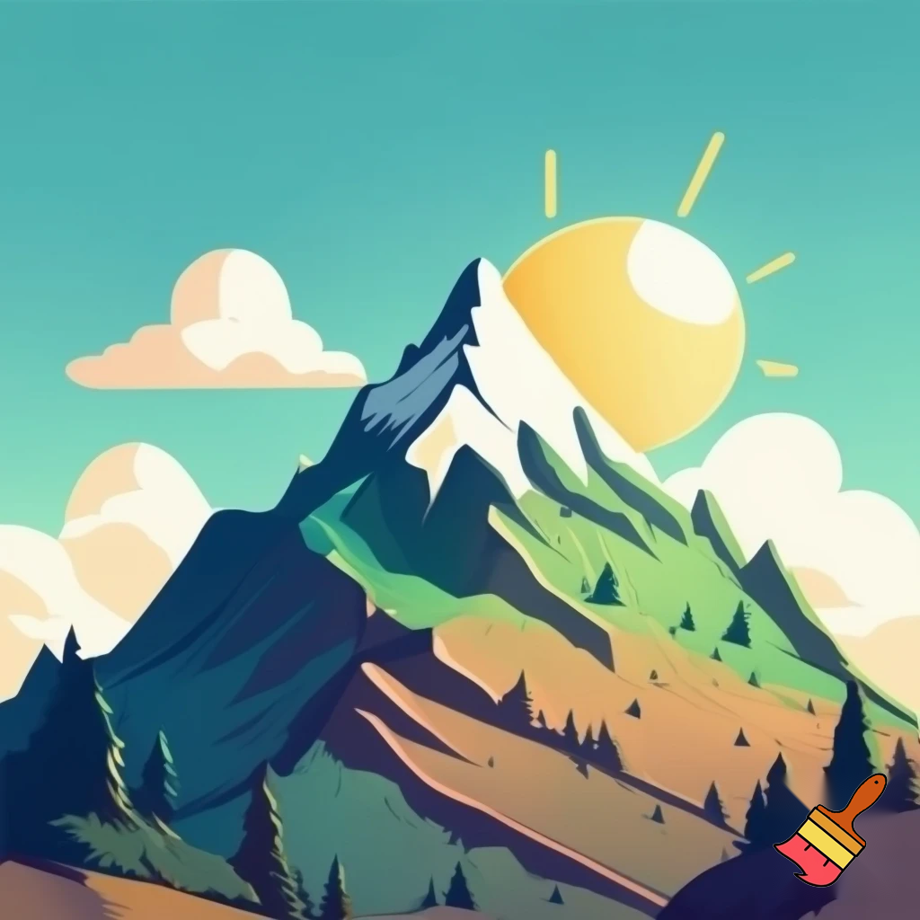 single icon of mountain in cartoon style 