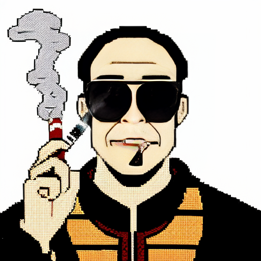 master oogway. smoking a cig with pixelated. sunglasses on