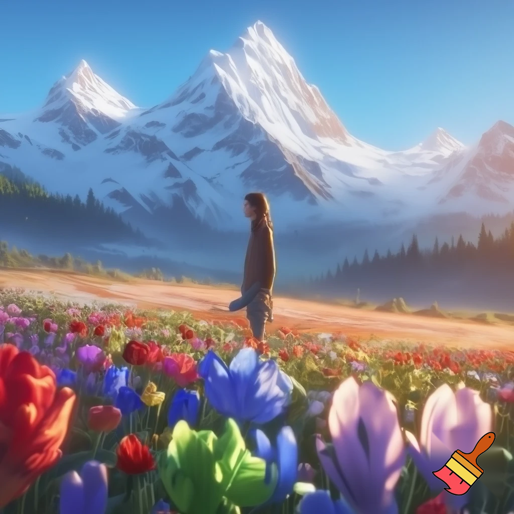 Me surrounded by beautiful flowers 💐and  mountains 
