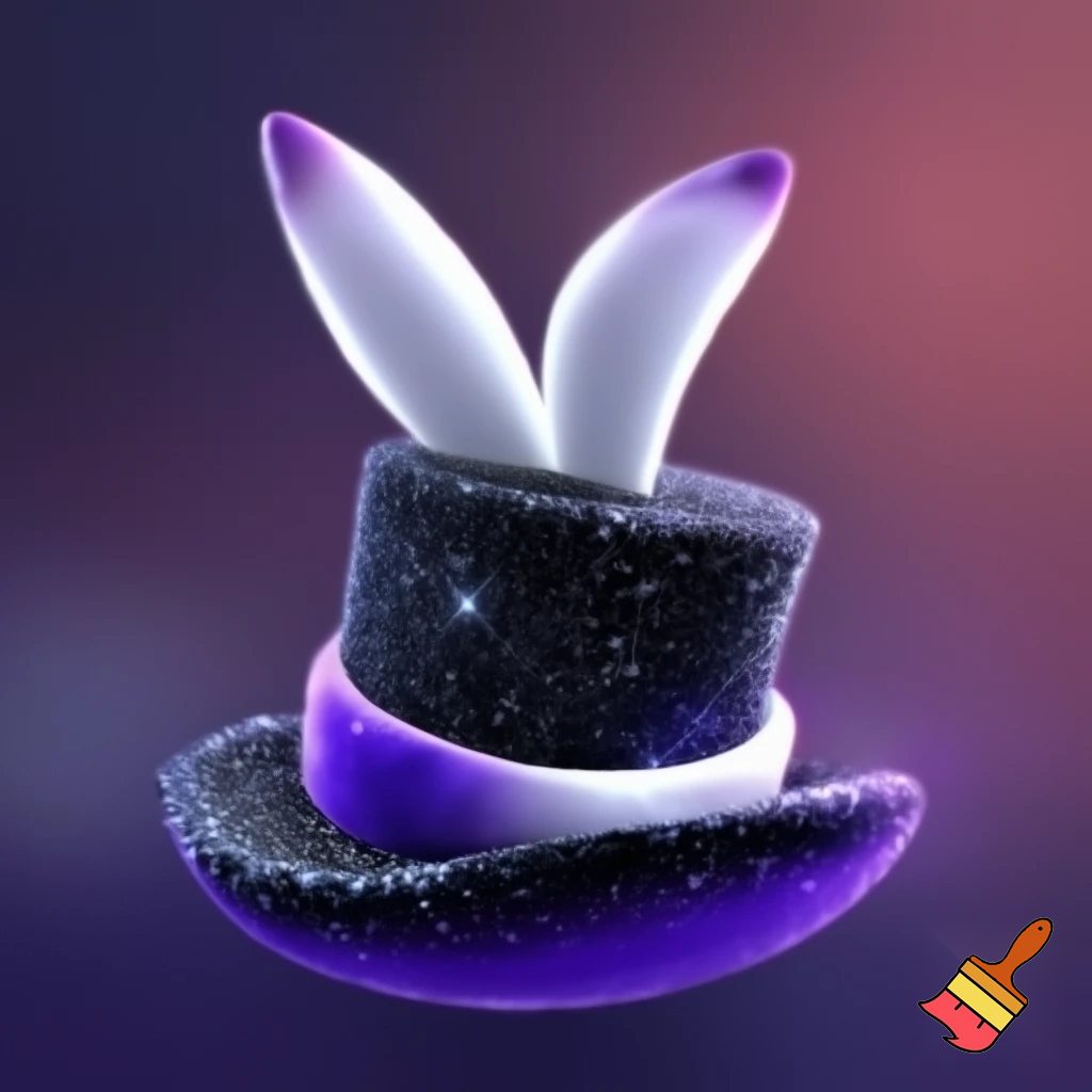 Black top hat with bunny ears velvet white and purple purple and white headband fabric and velvet glitter, purple and pink special present true special and delicate velvet