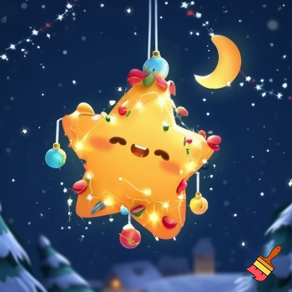 Star and moon christmas cartoon