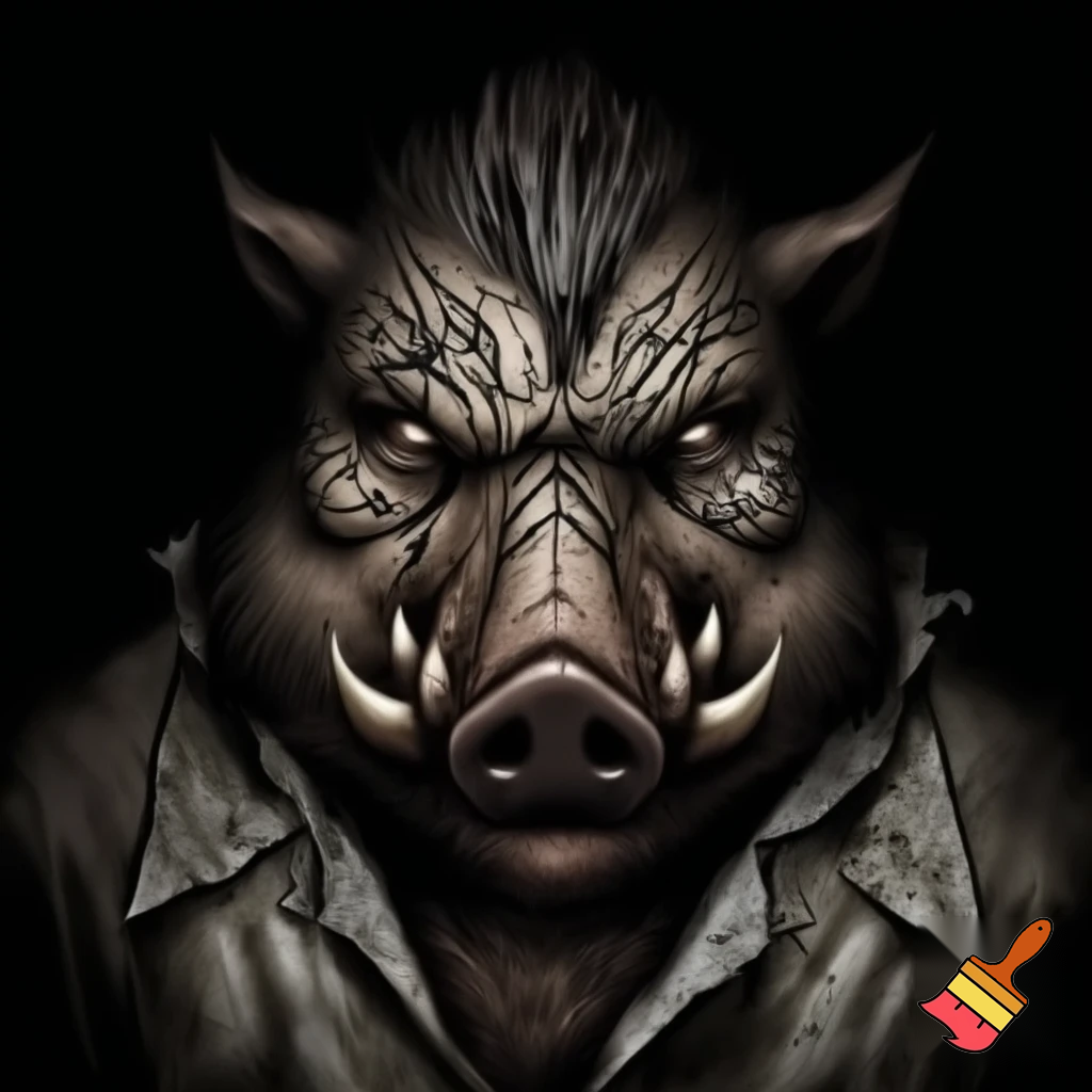 mugshot, deadly, face tattoo, prisoner outfit, evil, wild pig