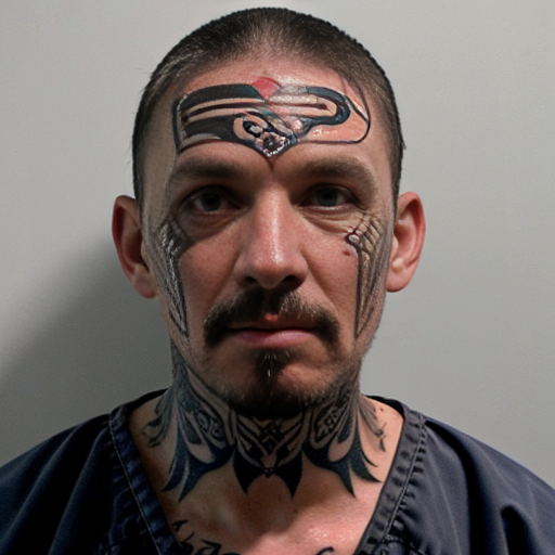 water Buffalo
mugshot
deadly
feral
evil
prison outfit
guilty
face tattoo 