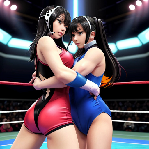 two queens wrestling for the throne in armored leotard 