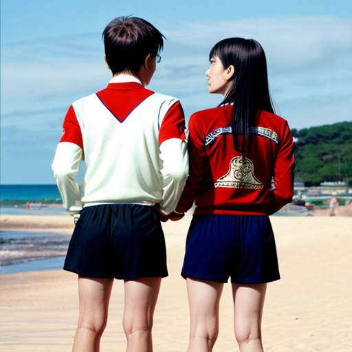 detective conan conan avec un mayo et un short du PSG a la plage