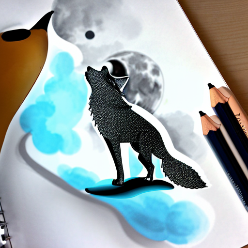 ALPHA WOLF LOOKING AT THE MOON AND HOWLING IN A NOCHALANT WAY
