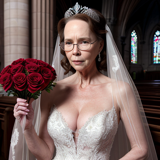 John Goodman y Elizabeth Perkins glasses con corona Flores veil con traje formal elegante boda sensual sexy con holding ramo de flores con altar con iglesia templó católico con foto studio 33