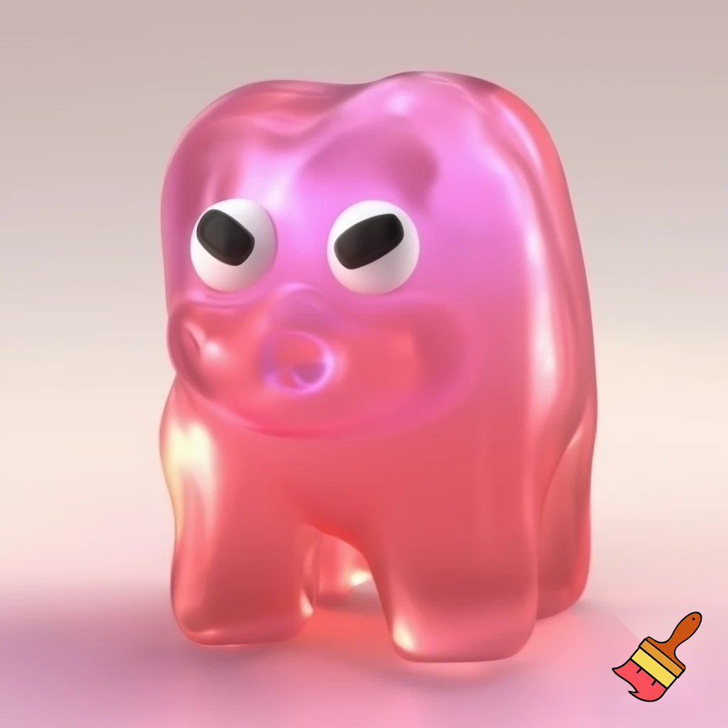 Pink jelly jamm character, cartoonish style, 3d