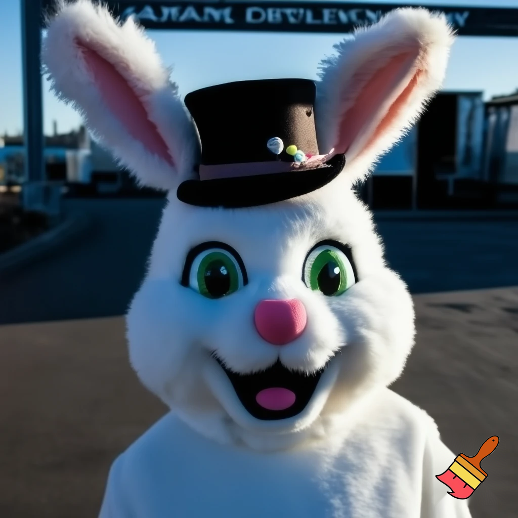 Mascot costume, Easter bunny top hat special top hat falcon gate trucking Centre