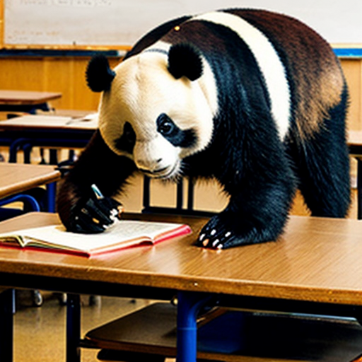 a panda teacher checking assistance