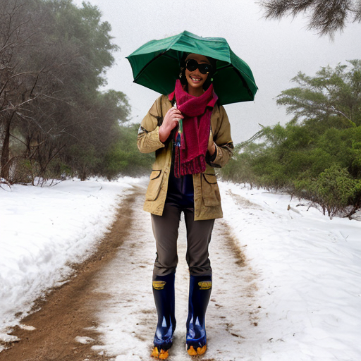 create images for the following:Desert	hat, sunglasses, T-shirt, shorts, sunscreen
Rainforest	raincoat, rain boots, umbrella
Polar	heavy coat, winter hat, scarf, gloves, snow boots
Mountains	jacket, warm hat, boots, long pants