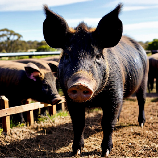 create a evil wanted poster with an image of a mugshot of a wild pig wearing prisoner clothes with red eyes. the reward is lifetime supply of bacon. these are the reasons why wild pigs are wanted and iclude this in the poster 
•	These pests cause damage to the environment through wallowing, rooting for food and selective feeding.
•	By 1880, they were already considered a serious pest in parts of New South Wales. 
•	 They prey on newborn lambs, destroy crops, damage fences, foul water sources, and compete with livestock for food.
•	 Their impact costs farmers millions of dollars annually. 
•	Wild pigs are potential carriers of diseases, including foot-and-mouth disease

