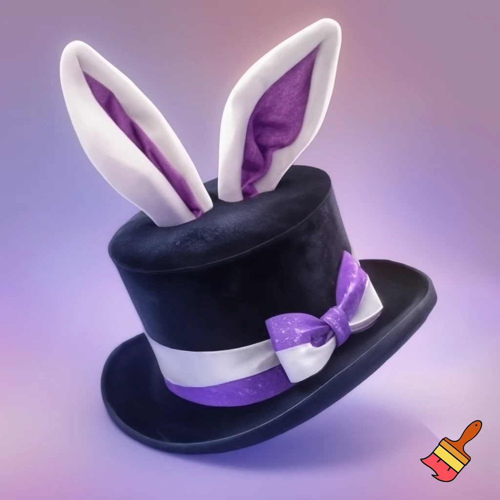 Black top hat with bunny ears velvet white and purple purple and white headband fabric and velvet glitter, purple and pink special present true special and delicate velvet white purple Easter bunny is bunny top hat velvet?