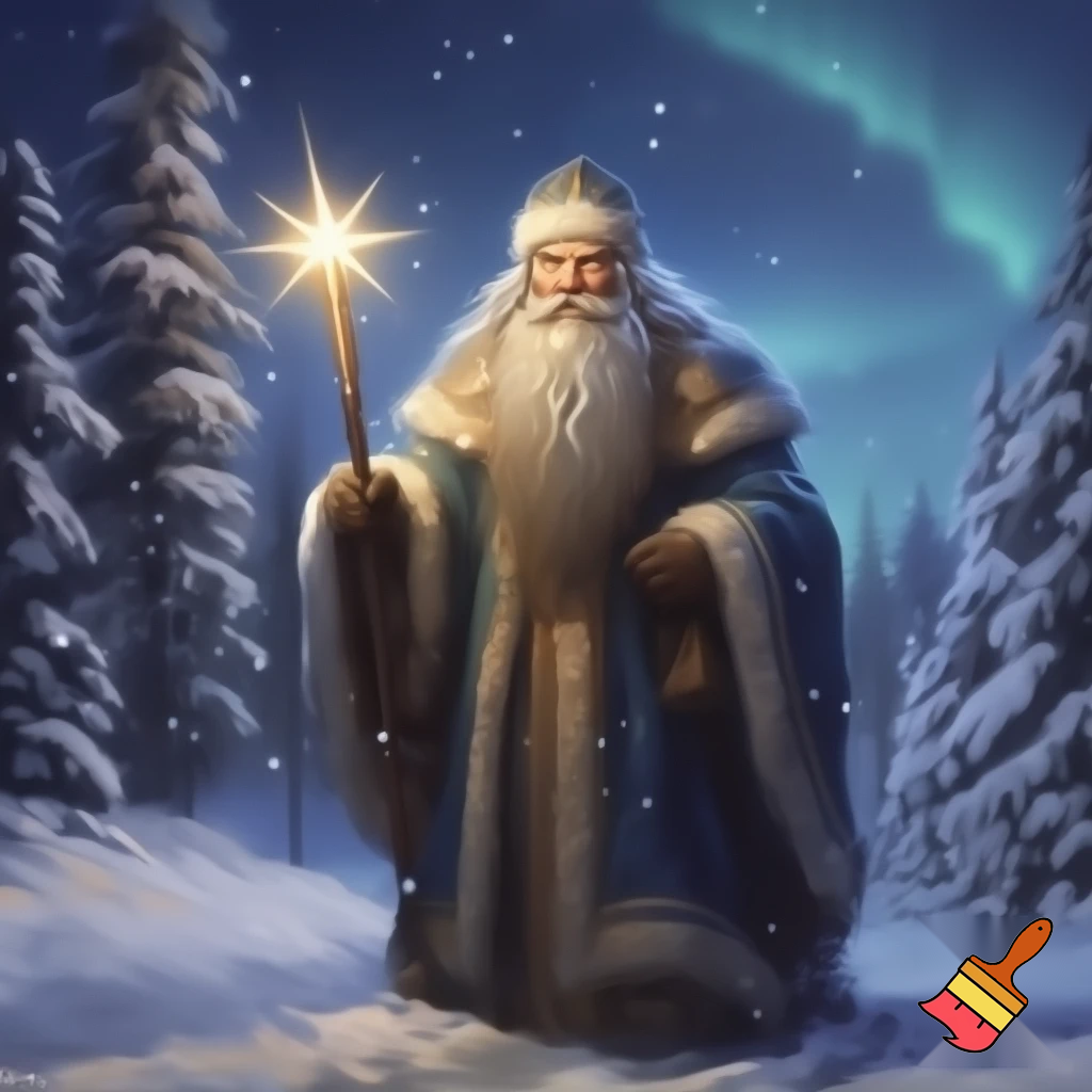 Russian Santa Claus book stick star walking stick