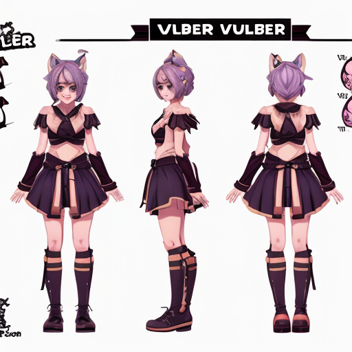 a reference sheet for a girl vtuber character design