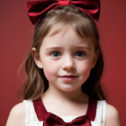 red little girl  with a bow and a crawn