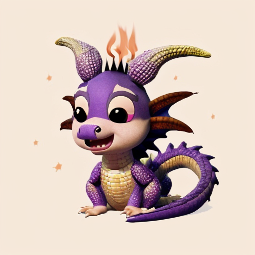 make me a dragon 2 tiny wings, fire breathing, diamond sparkle scales, purple tounge, tufted hair on head, long tail with short barbs, small eyes with hairy eyebrows, large snout with large nostrils