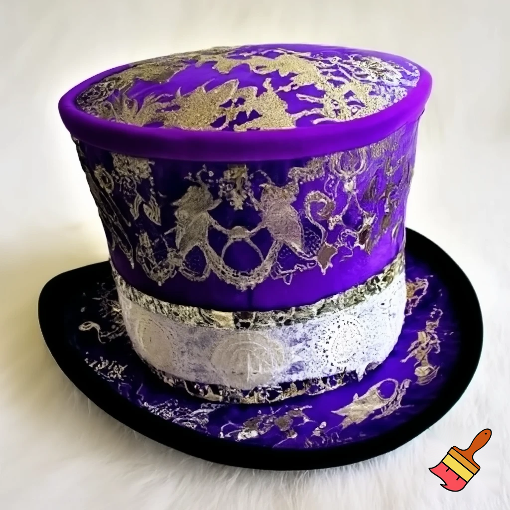 Easter bunny top hat headband, purple and white gold and silver top hat black purple dark purple special hat in delicate purple white, purple and white gold golden silver patterns