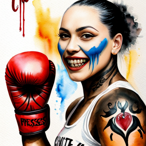 deadly dog,sharp teeth, blood driping, face tats, nose ring,navey bluey prisenor fit mug shot boxing gloves
