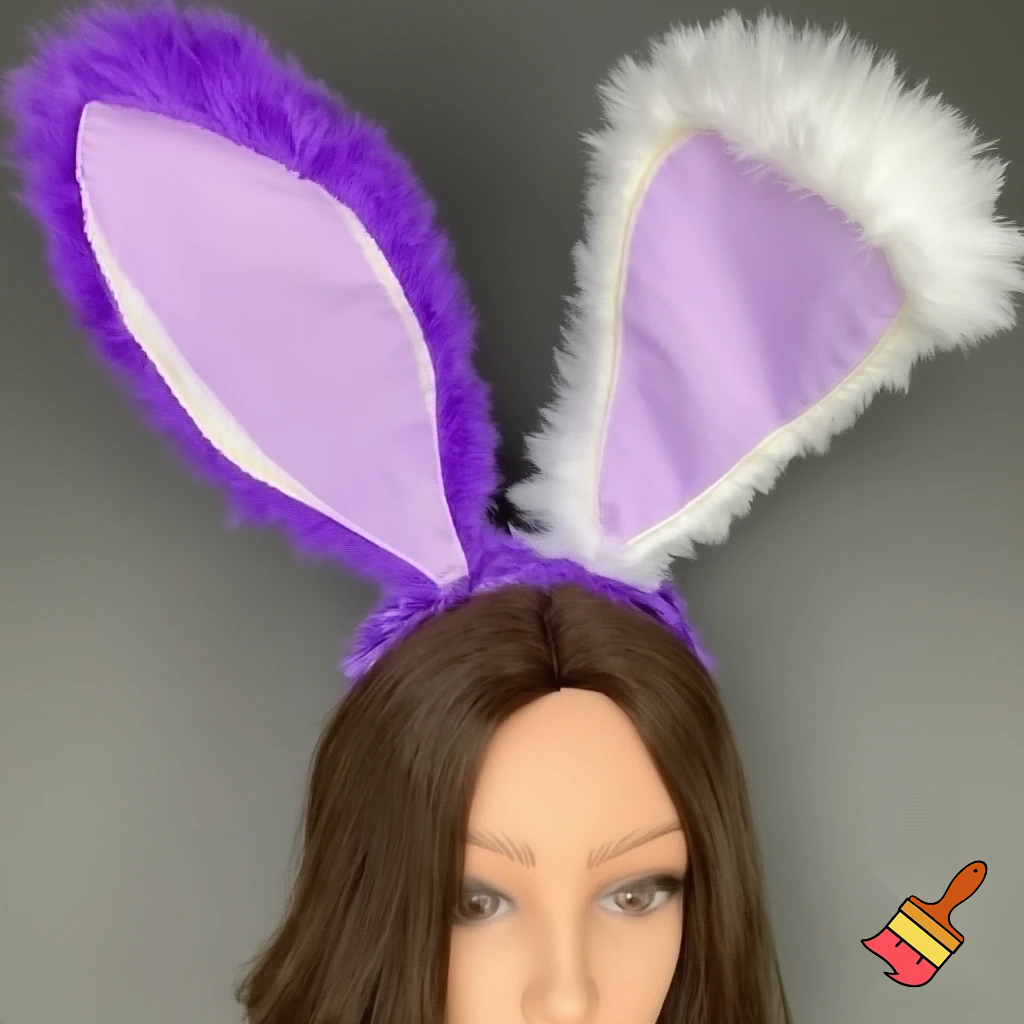 Easter top head headband, purple and white bunny ears top hat
