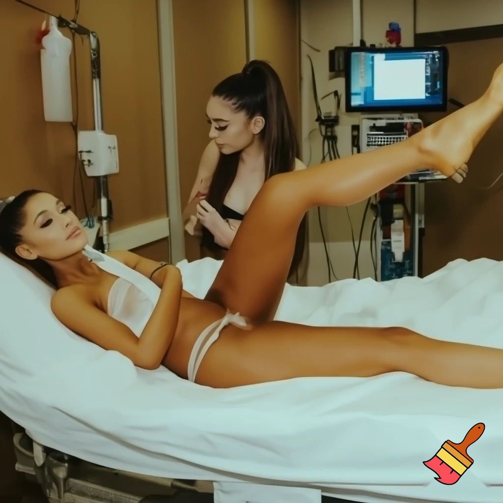 Ariana grande naked with white sheets at the hospital giving birth on the hospital bed with her legs open 