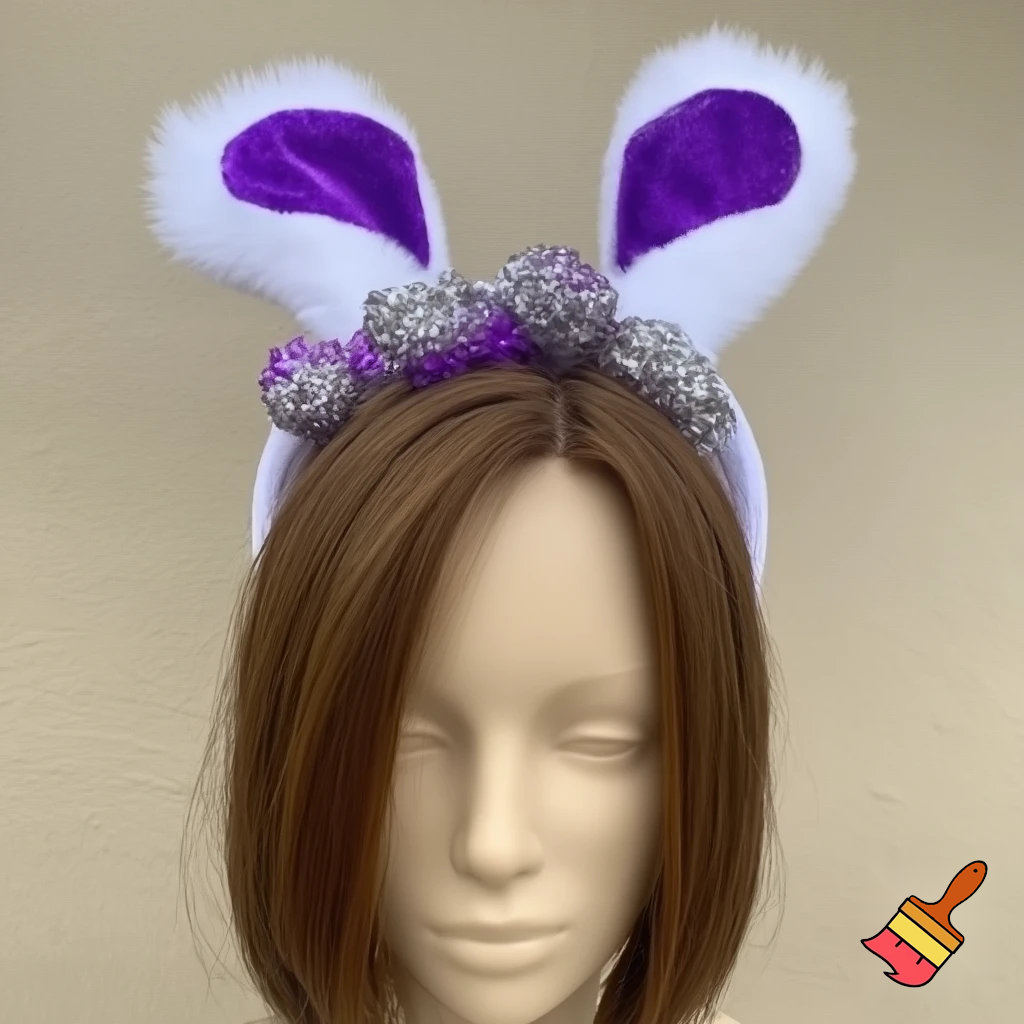 Special top hat headband Easter headband with rabbit, ears, purple and white purple and white with glitter velvet golden purple and white with glitter silver