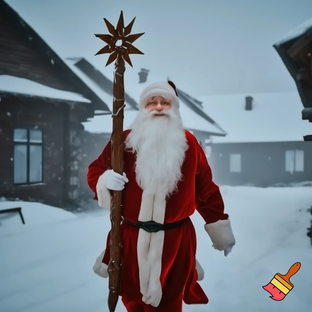  Santa Claus, Russia walking stick with a star