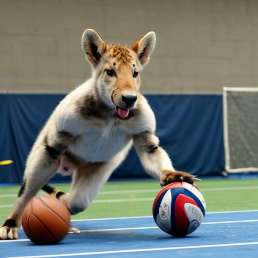 an animal playing a sport 
