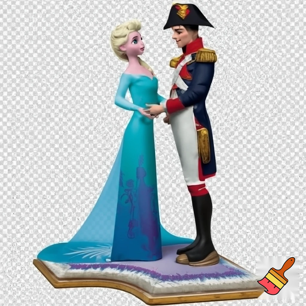 Elsa turning napoleon into a statue