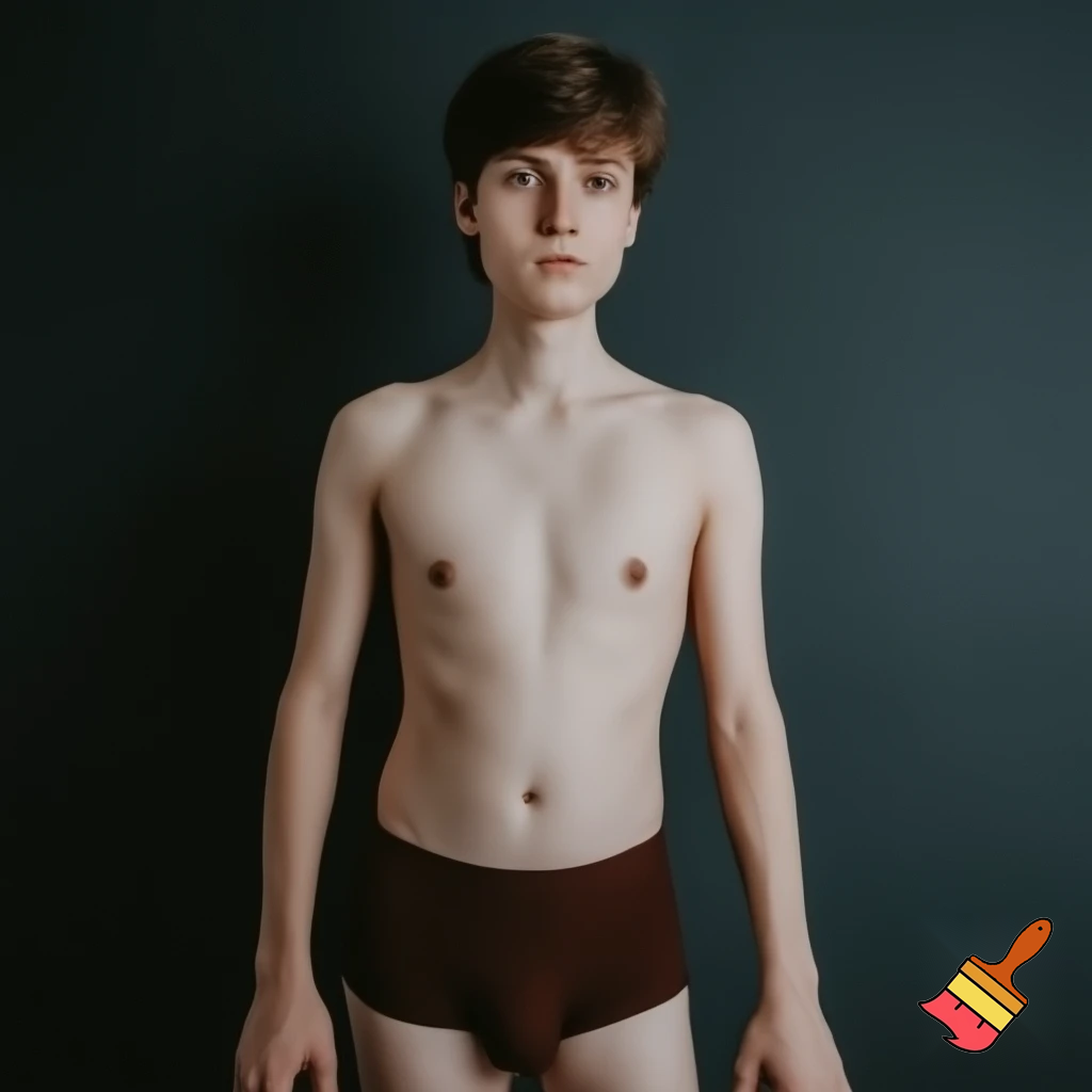 An 18 year old male wearing only women’s underwear 