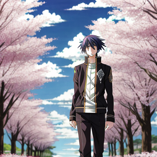 Создай мне фон где есть аниме персонаж и погода весеняя