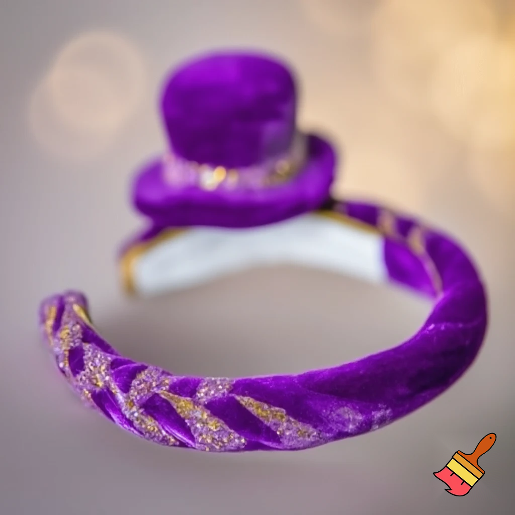 Easter bunny headband, top hat, purple and white with glitter gold purple glitter velvet and delicate