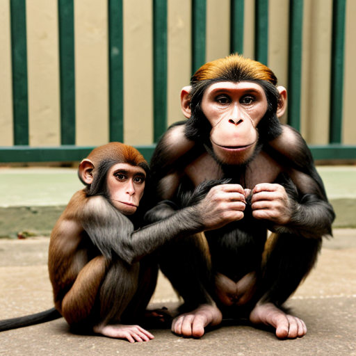 monkey with his bnana and hes monkey mom
