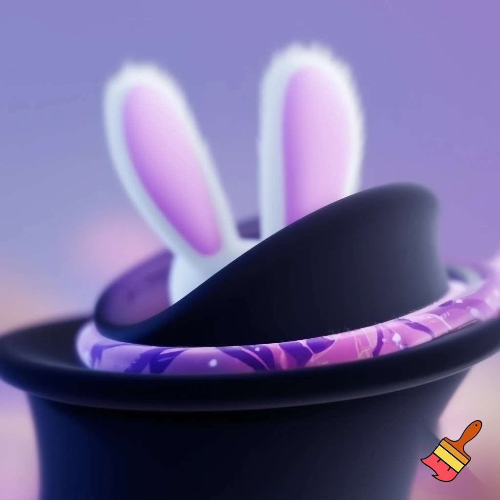 Black top hat with bunny ears velvet white and purple purple and white headband fabric and velvet glitter, purple and pink special present true special and delicate velvet