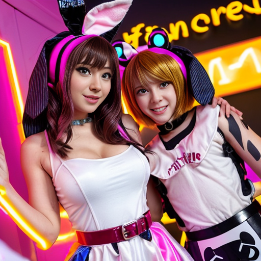 Show me what would happen if a boyfriend and girlfriend (Friday night funkin') were captured by female animatronics fnaf 2 , who then decided to make the boyfriend a girl (change his gender and appearance) and put the girl (boyfriend gender) in a cute, sexy bunny animatronic costume, and the wife girlfriend in a female animatronic cat costume. Both died in agony. How would the spirit of the girl (boyfriend gender) and his wife (girlfriend) react afterward?The boyfriend is gender (fnf) and looks like a bunny girl in spirit. How will his wife Girlfriend react to him boyfriend becoming a girl female? Fnaf 2 , Blood , стиль как с анимаций Friday night funkin.