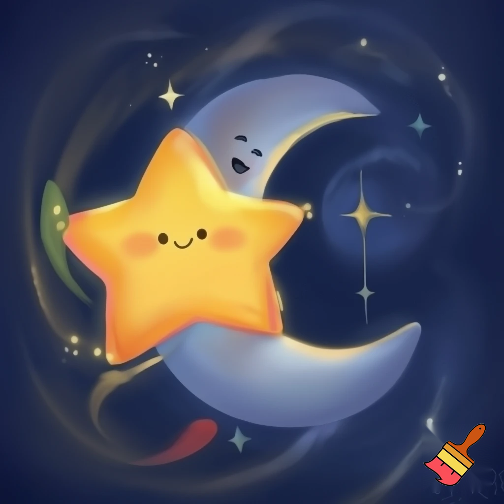 Star and the moon christmas cartoon
