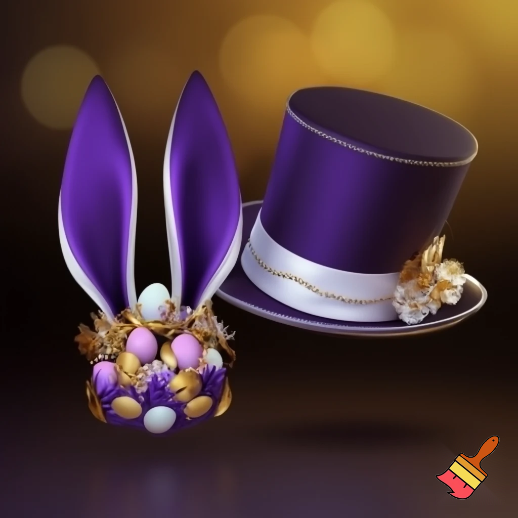 Easter hat headband, top hat headband, purple and white with gold