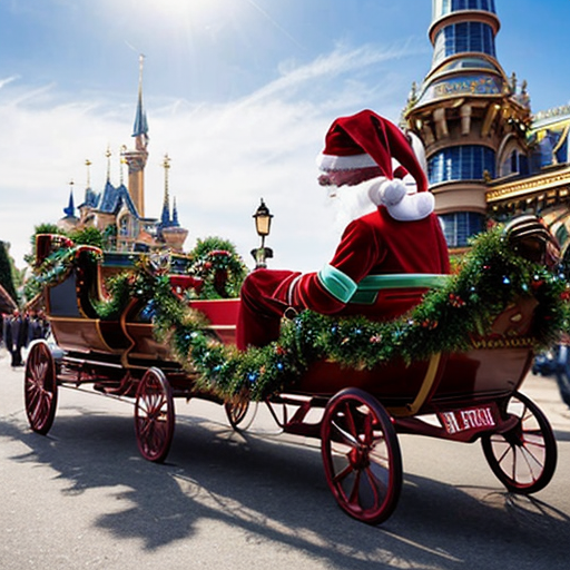 Santa Claus, France parade Paris Disneyland Santa sleigh castle Paris Santa Claus a big parade stage