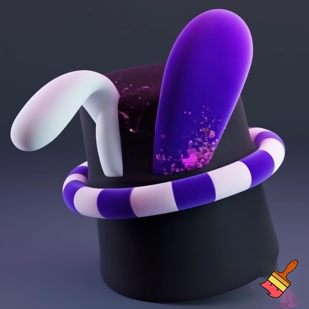 Black top hat with bunny ears velvet white and purple purple and white headband fabric and velvet glitter, purple and pink